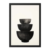 Stacked Bowls Wall Art, Minimalist Kitchen Decor, Black and White Print, Modern Wall Decor, Home Decor - Tawshia
